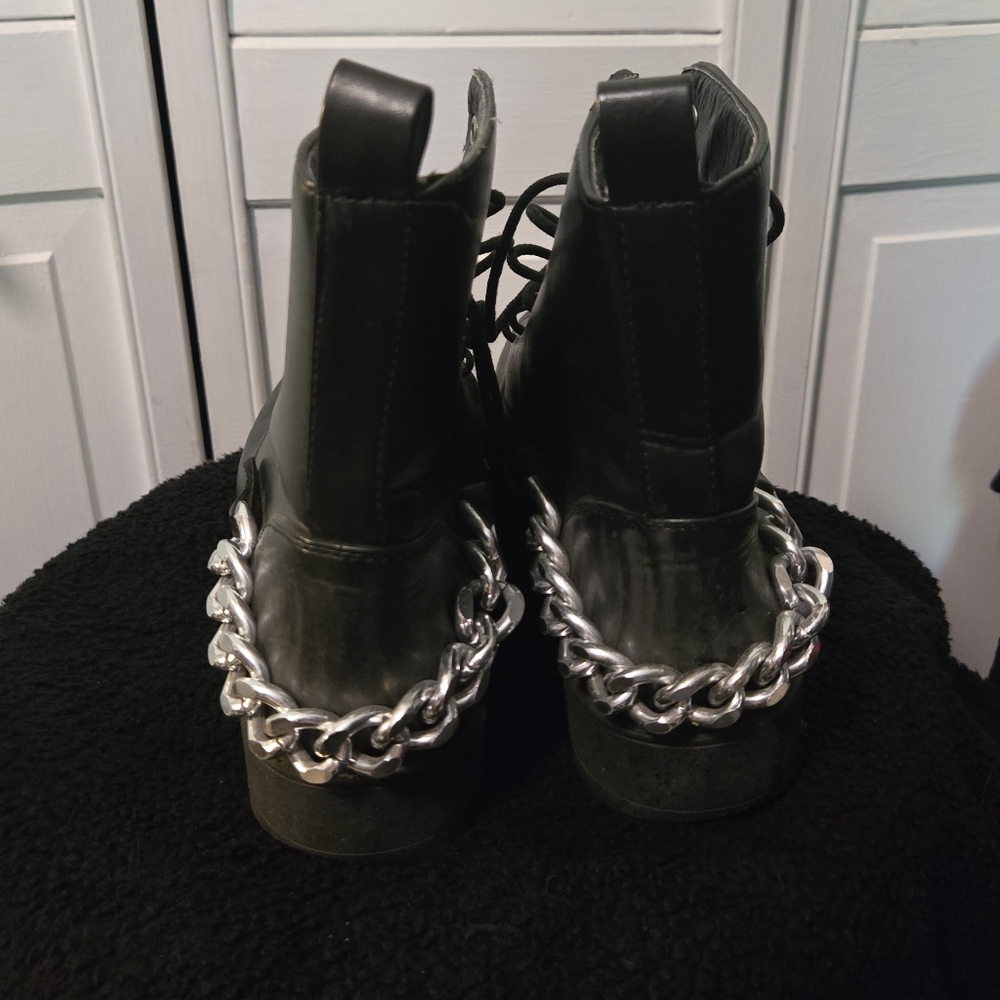 Black Boots with Silver Chain